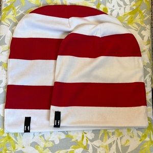 Beau Hudson red stripe beanies (set of 2) Adult & child small